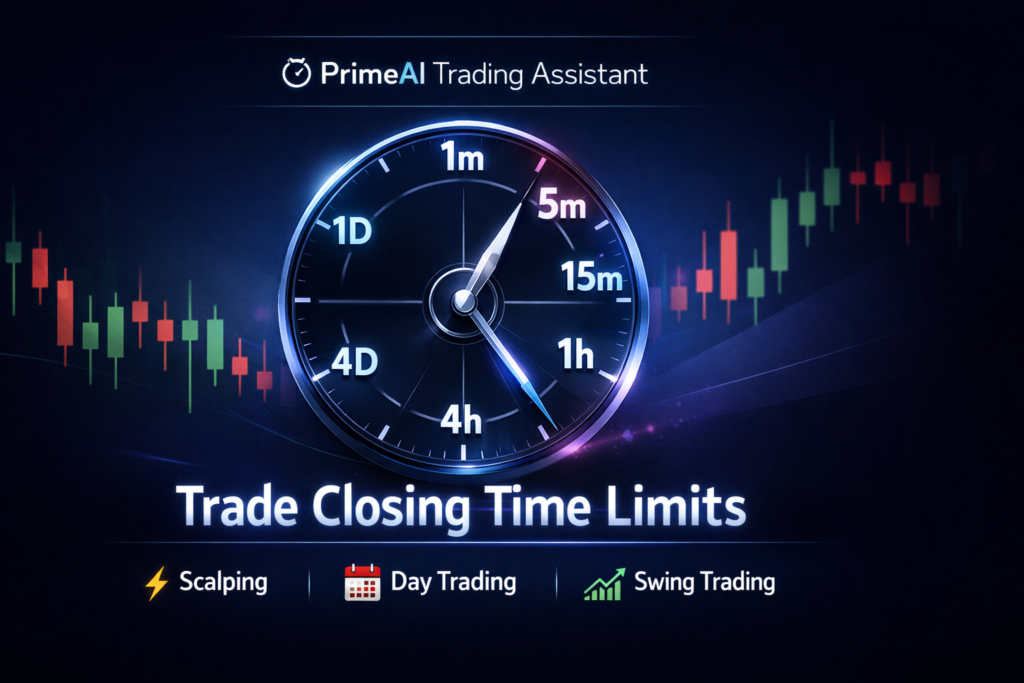 ⏱️ PrimeAI Trading Assistant – Trade Closing Time Limits by Timeframe (Complete Guide)